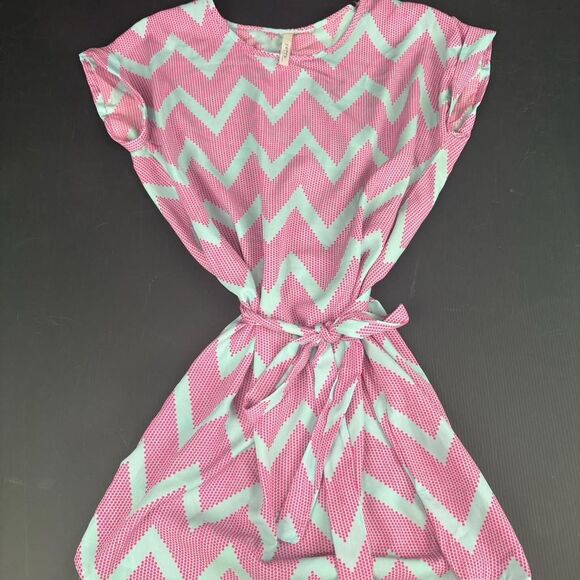 Yetts Los Angeles  Y2K Pink and white chevron dress with tie waist - Picture 3 of 3
